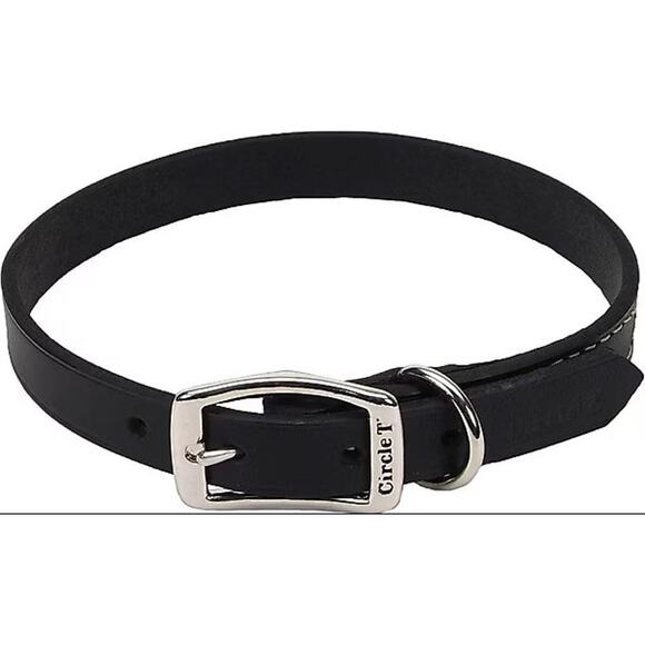 New with Tag Circle T Black Leather Dog Collar 22" L x 1" W - Picture 1 of 2